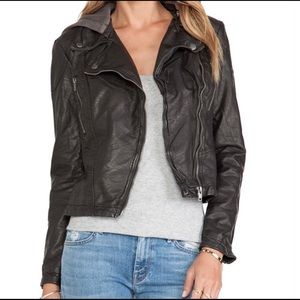 Free People Vegan Leather Jacket with Hood (M)